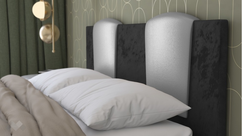 Тапицирана спалня 160/200 Камеа с включен матрак Бонел 160/200 черна със сребристо - изглед 2