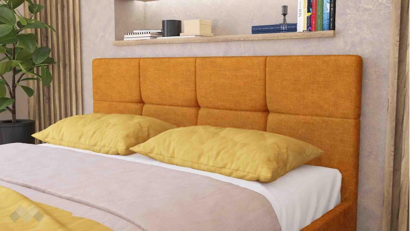 Тапицирана спалня 160/200 Камил с включен матрак Бонел 160/200 манго - изглед 5 - МебелМаг Тапицирана спалня 160/200 Камил с включен матрак Бонел 160/200 манго - изглед 5