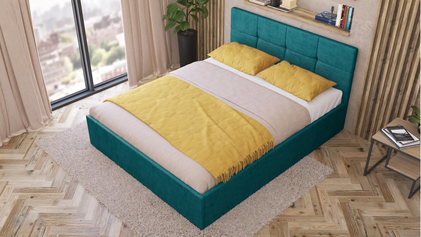 Тапицирана спалня 160/200 Камил с включен матрак Бонел 160/200 тюркоаз - изглед 3 - МебелМаг Тапицирана спалня 160/200 Камил с включен матрак Бонел 160/200 тюркоаз - изглед 3