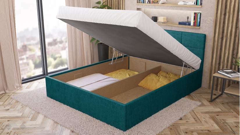 Тапицирана спалня 160/200 Камил с включен матрак Бонел 160/200 тюркоаз - изглед 4 - МебелМаг Тапицирана спалня 160/200 Камил с включен матрак Бонел 160/200 тюркоаз - изглед 4