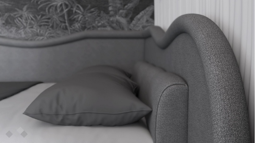 Тапицирана спалня 120/190 Марта с включен матрак Бонел 120/190 сив - изглед 3