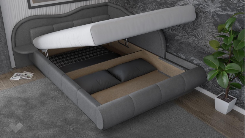 Тапицирана спалня 140/200 Марта с включен матрак Бонел 140/200 сив - изглед 2