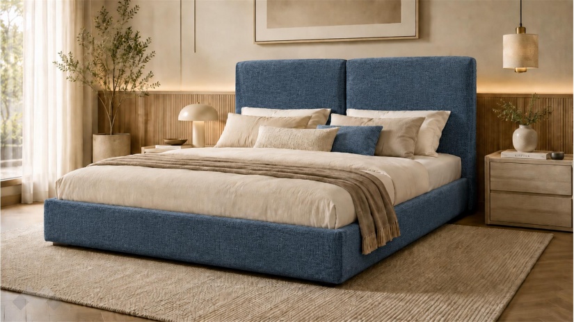 Тапицирана спалня 160/200 Мавира с включен матрак Sleep Nuvia 160/200 син - изглед 1