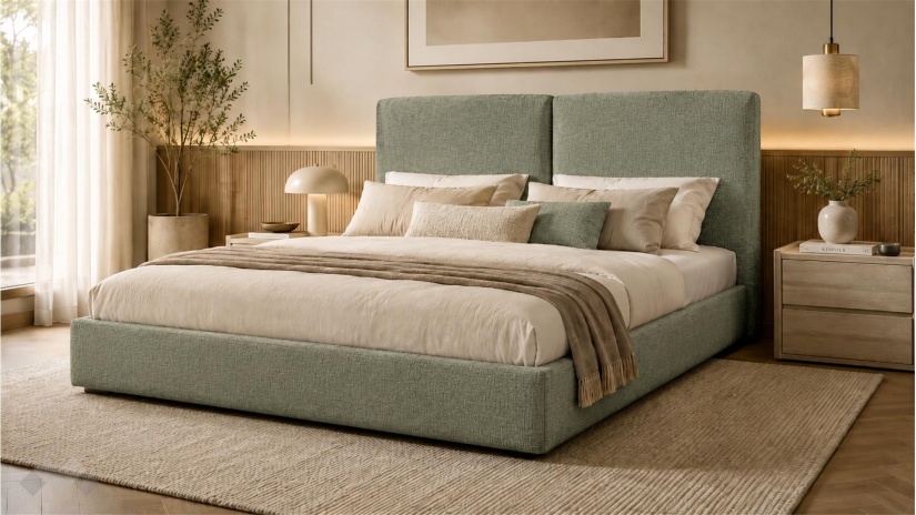Тапицирана спалня 160/200 Мавира с включен матрак Sleep Nuvia 160/200 зелен - изглед 1