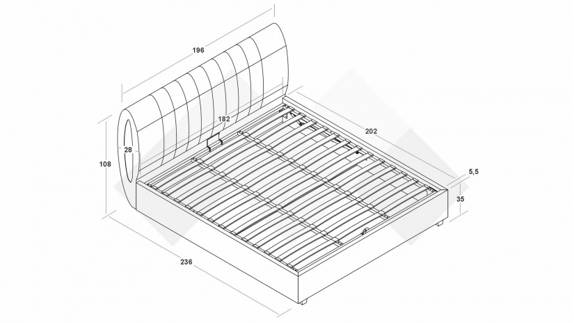 Тапицирана спалня 180/200 Милоа с включен матрак Sleep Nuvia 180/200 кафяв - изглед 3