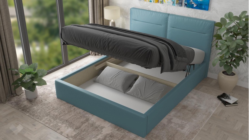 Тапицирана спалня 160/200 Никол с включен матрак Бонел 160/200 небесно синя - изглед 2