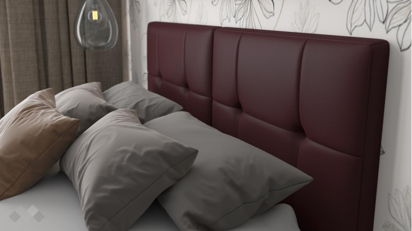 Тапицирана спалня 160/200 Ния с включен матрак Бонел 160/200 бордо - изглед 3 - МебелМаг Тапицирана спалня 160/200 Ния с включен матрак Бонел 160/200 бордо - изглед 3