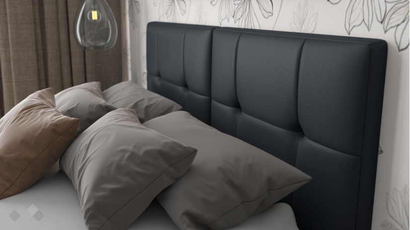 Тапицирана спалня 160/200 Ния с включен матрак Бонел 160/200 графит - изглед 3 - МебелМаг Тапицирана спалня 160/200 Ния с включен матрак Бонел 160/200 графит - изглед 3