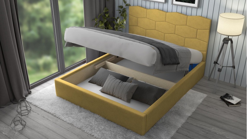 Тапицирана спалня 160/200 Сияна с включен матрак Бонел 160/200 горчица - изглед 2