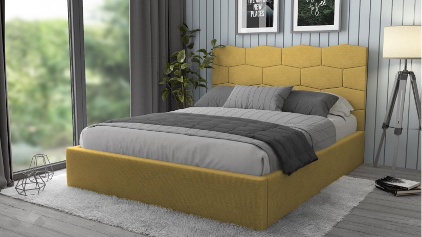 Тапицирана спалня 160/200 Сияна с включен матрак Бонел 160/200 горчица - изглед 1