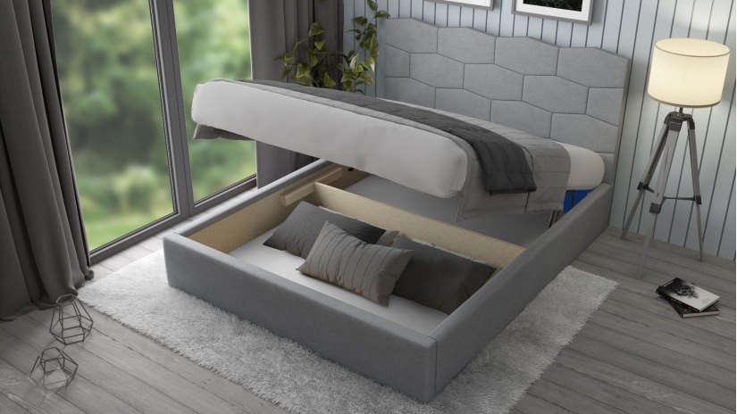 Тапицирана спалня 160/200 Сияна с включен матрак Бонел 160/200 сив - изглед 2 - МебелМаг Тапицирана спалня 160/200 Сияна с включен матрак Бонел 160/200 сив - изглед 2