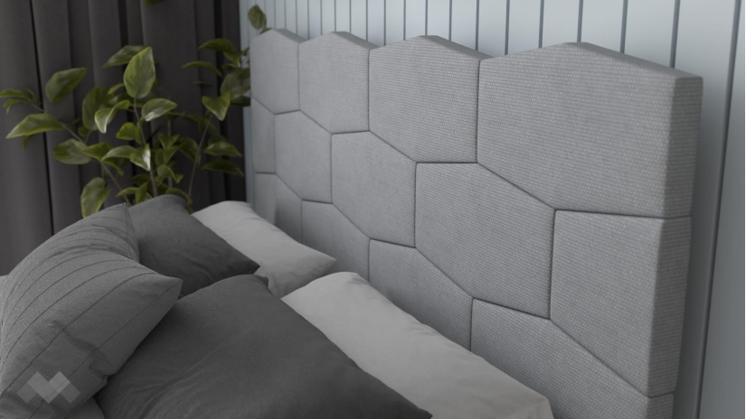 Тапицирана спалня 160/200 Сияна с включен матрак Бонел 160/200 сив - изглед 3 - МебелМаг Тапицирана спалня 160/200 Сияна с включен матрак Бонел 160/200 сив - изглед 3