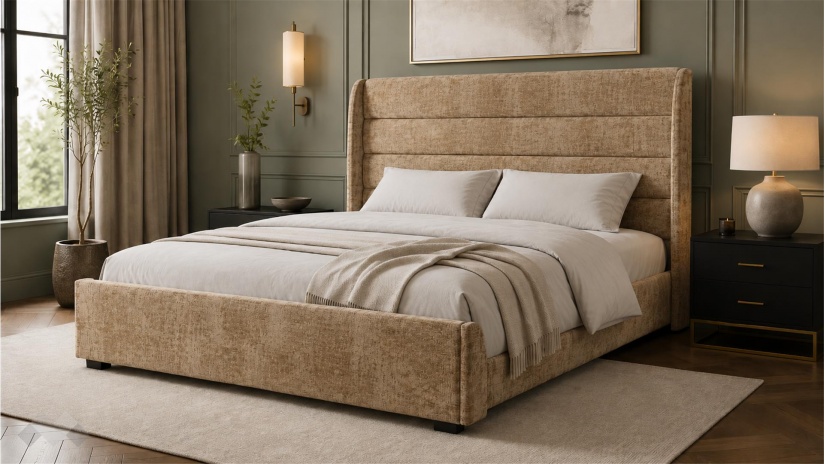 Тапицирана спалня 180/200 Велиса с включен матрак Sleep Nuvia 180/200 кафяв - изглед 1