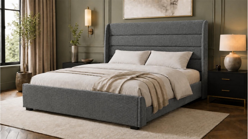 Тапицирана спалня 180/200 Велиса с включен матрак Sleep Nuvia 180/200 сив - изглед 1