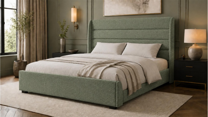 Тапицирана спалня 180/200 Велиса с включен матрак Sleep Nuvia 180/200 зелен - изглед 1