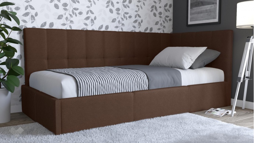 Тапицирано легло 90/200 Борко с включен матрак Бонел 90/200 кафяв - изглед 1