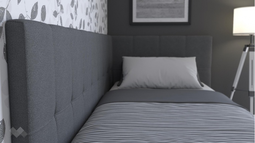 Тапицирано легло 90/200 Борко с включен матрак Бонел 90/200 сив - изглед 3 - МебелМаг Тапицирано легло 90/200 Борко с включен матрак Бонел 90/200 сив - изглед 3