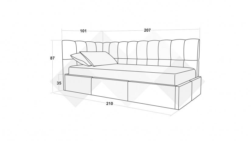 Тапицирано легло 90/200 Борко с включен матрак Бонел 90/200 кафяв - изглед 4 - МебелМаг Тапицирано легло 90/200 Борко с включен матрак Бонел 90/200 кафяв - изглед 4