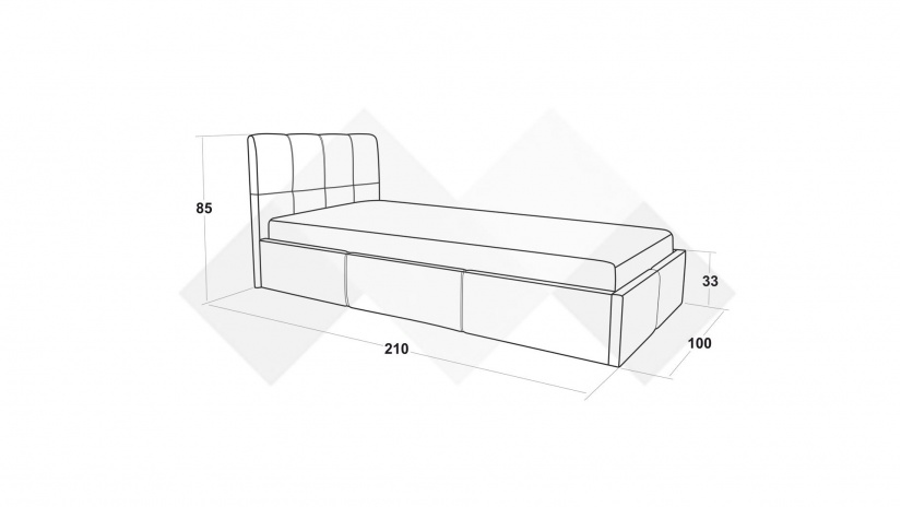 Тапицирано легло 90/200 Коко с включен матрак Бонел 90/200 син - изглед 4