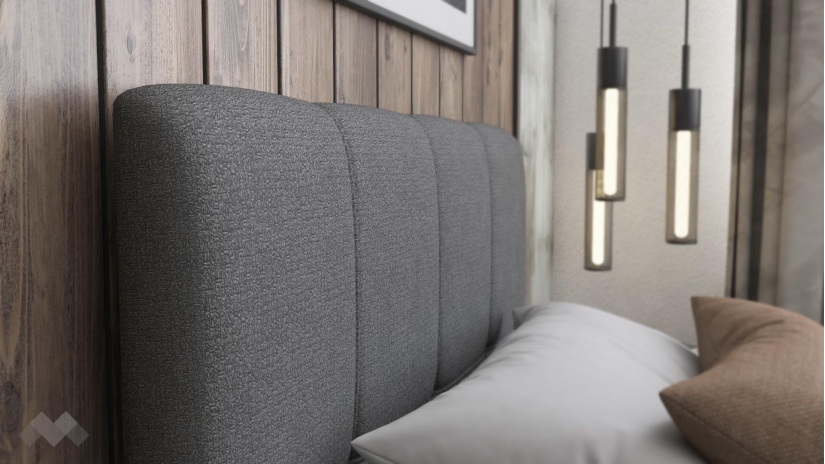 Тапицирано легло 90/200 Коко с включен матрак Бонел 90/200 сив - изглед 3 - МебелМаг Тапицирано легло 90/200 Коко с включен матрак Бонел 90/200 сив - изглед 3