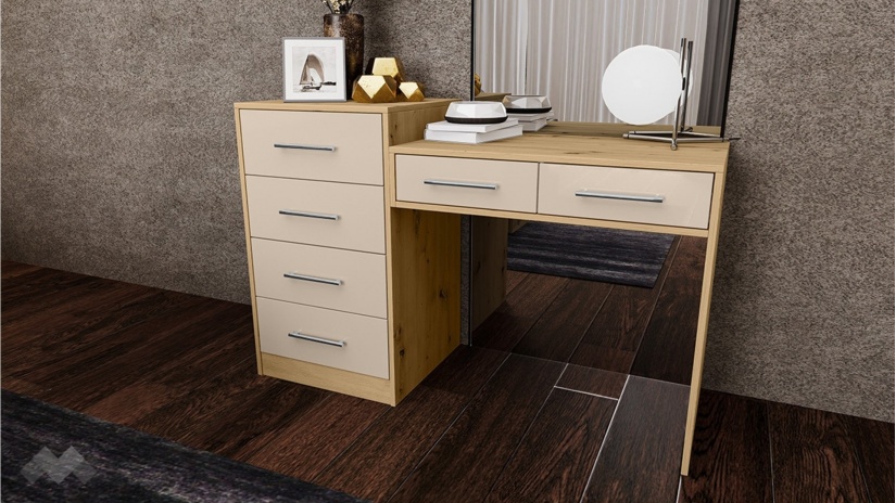 Скрин-тоалетка Бедфорд артизан с кашмир гланц - изглед 1 - МебелМаг Скрин-тоалетка Бедфорд артизан с кашмир гланц - изглед 1