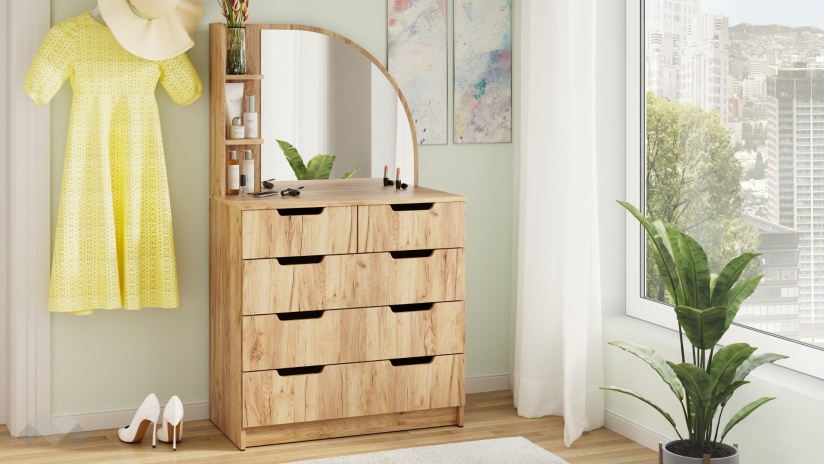 Тоалетка Бриз златен дъб - изглед 1 - МебелМаг Тоалетка Бриз златен дъб - изглед 1