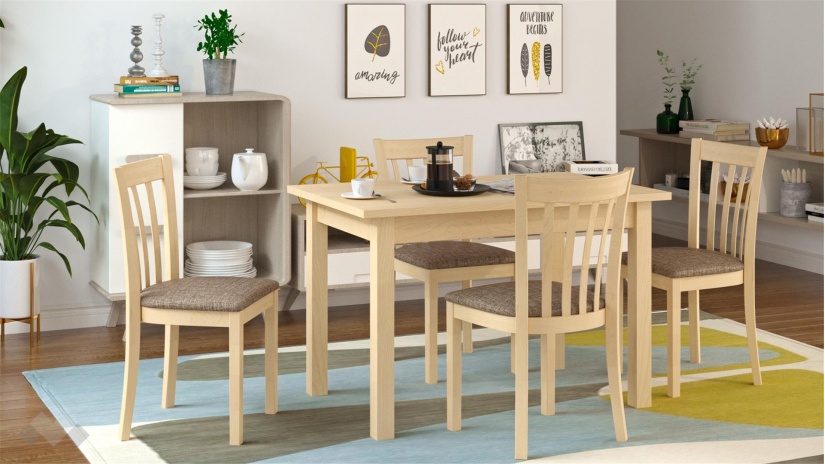 Трапезен комплект Нати M комплект със столове натурален - изглед 1 - МебелМаг Трапезен комплект Нати M комплект със столове натурален - изглед 1