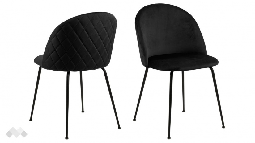 Трапезен стол Луиз черен с черно - изглед 2