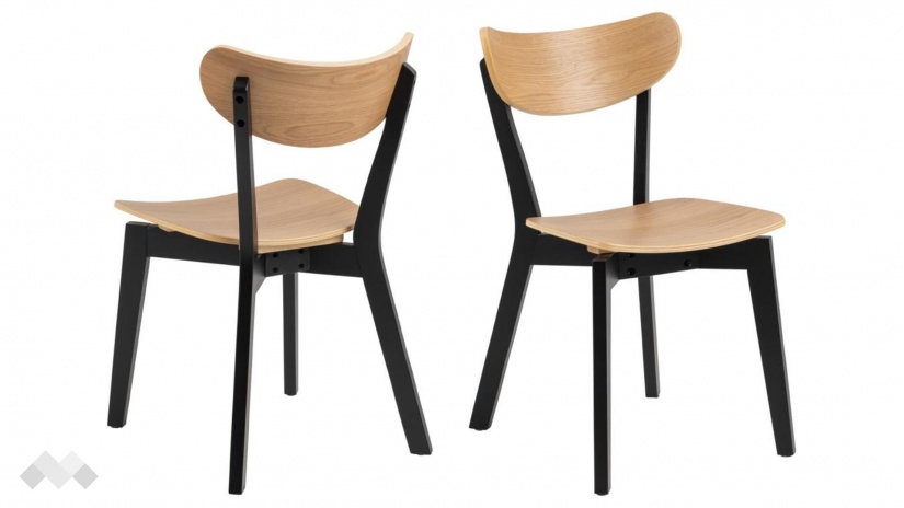 Трапезен стол Роксби дъб натурал с черно - изглед 2