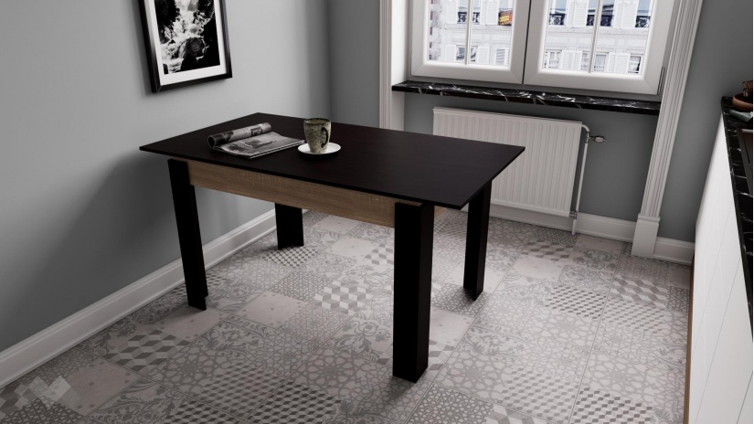 Трапезна маса Дени разтегателни венге със светла сонома - изглед 2 - МебелМаг Трапезна маса Дени разтегателни венге със светла сонома - изглед 2