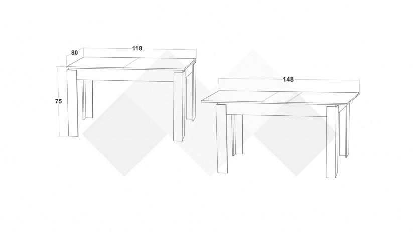 Трапезна маса Дени разтегателни венге със светла сонома - изглед 3 - МебелМаг Трапезна маса Дени разтегателни венге със светла сонома - изглед 3