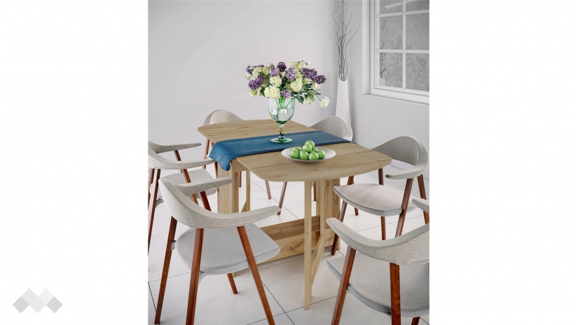 Трапезна маса Ейми неразтегателни дъб дакота - изглед 2 - МебелМаг Трапезна маса Ейми неразтегателни дъб дакота - изглед 2