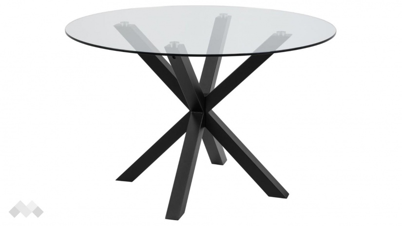 Трапезна маса Хевън неразтегателни стъкло с черна стомана - изглед 1 - МебелМаг Трапезна маса Хевън неразтегателни стъкло с черна стомана - изглед 1