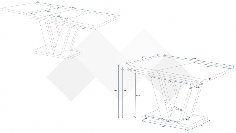 Трапезна маса Лареа разтегателни кашмир с черно - изглед 5 - МебелМаг Трапезна маса Лареа разтегателни кашмир с черно - изглед 5