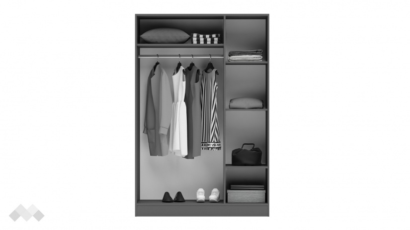 Гардероб Галати трикрилни дъб вотан светъл с антрацит - изглед 2 - МебелМаг Гардероб Галати трикрилни дъб вотан светъл с антрацит - изглед 2