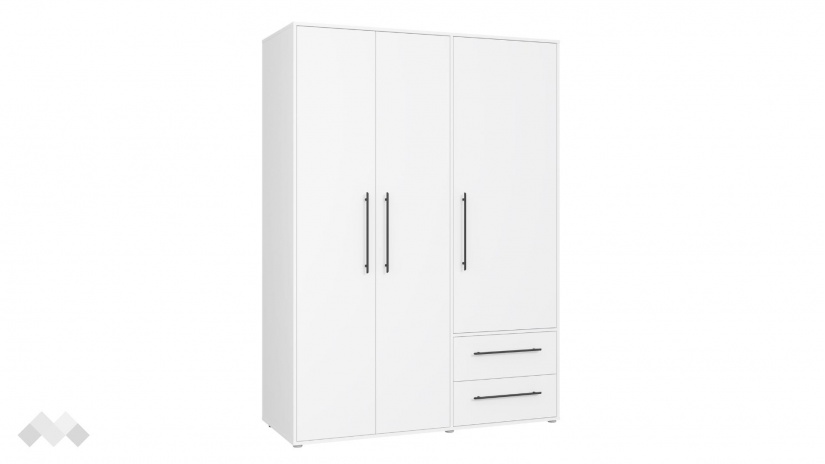 Гардероб Мокарис трикрилни бял - изглед 2 - МебелМаг Гардероб Мокарис трикрилни бял - изглед 2