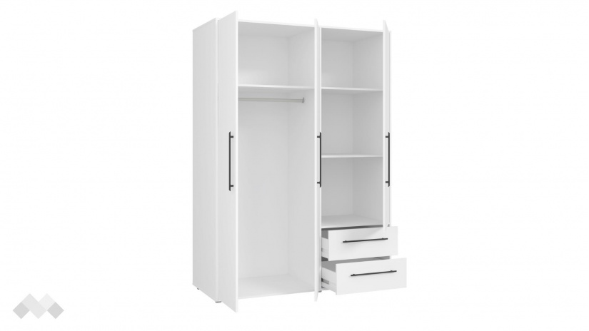 Гардероб Мокарис трикрилни бял - изглед 3 - МебелМаг Гардероб Мокарис трикрилни бял - изглед 3