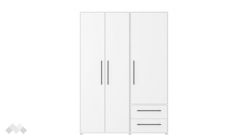Гардероб Мокарис трикрилни бял - изглед 4 - МебелМаг Гардероб Мокарис трикрилни бял - изглед 4