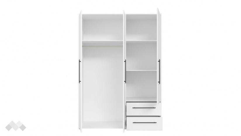 Гардероб Мокарис трикрилни бял - изглед 5 - МебелМаг Гардероб Мокарис трикрилни бял - изглед 5