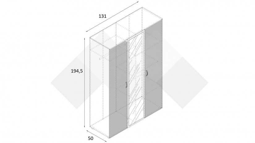 Гардероб Селтик трикрилни келтски дъб със светло сиво - изглед 3