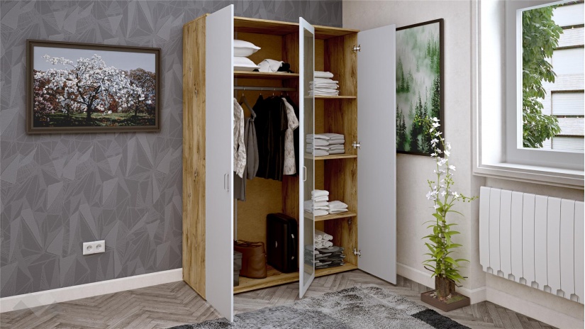 Гардероб Селтик трикрилни келтски дъб със светло сиво - изглед 2