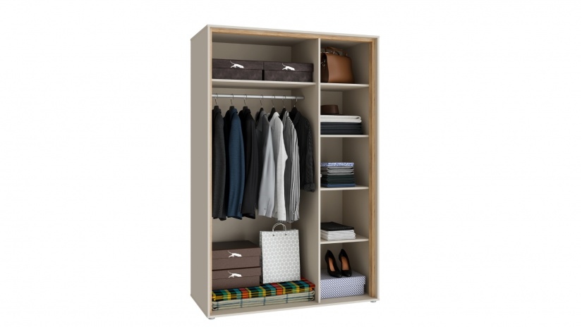 Гардероб Векслин трикрилни пясък с дъб маувела - изглед 7 - МебелМаг Гардероб Векслин трикрилни пясък с дъб маувела - изглед 7