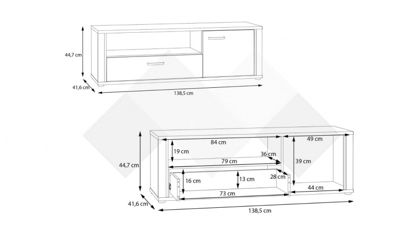 ТВ шкаф Дейлос дъб валенсия с крем - изглед 5
