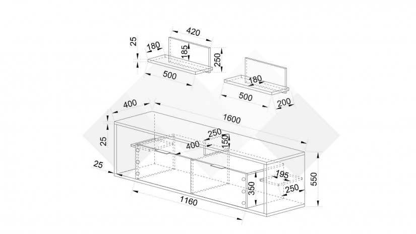 ТВ шкаф Фамо модулен сонома арвен с графит и карбон мат - изглед 6 - МебелМаг ТВ шкаф Фамо модулен сонома арвен с графит и карбон мат - изглед 6