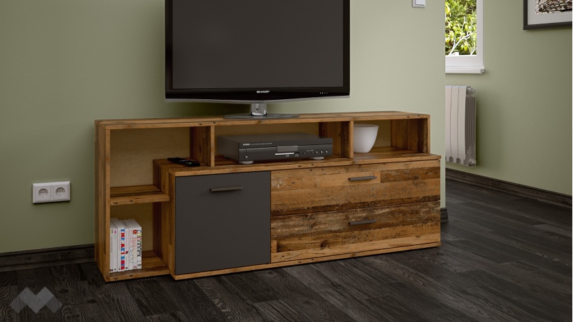 ТВ шкаф Лориен олд стайл с графит - изглед 1