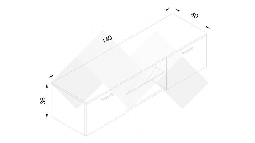 ТВ шкаф Муун бяло със сив гланц - изглед 2