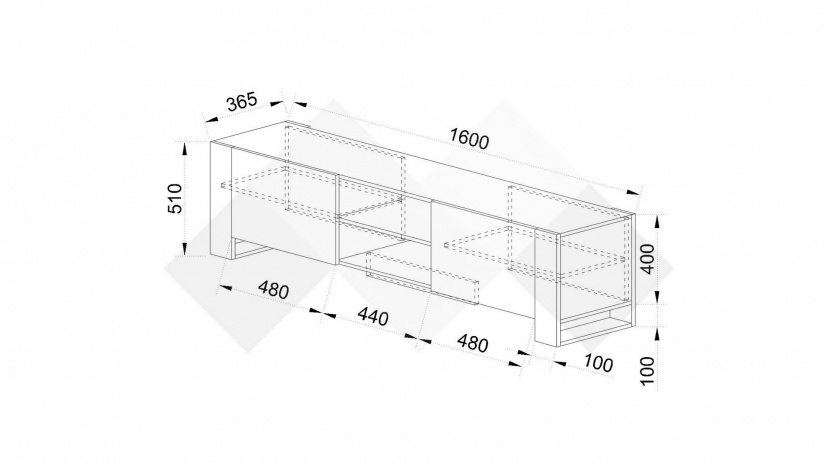 ТВ шкаф Рино дъб артисан с черно шагрен - изглед 3
