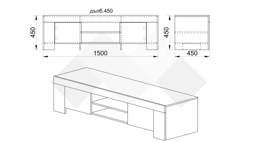ТВ шкаф Софи дъб дакота - изглед 2