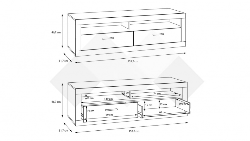 ТВ шкаф Требия сиво с бял гланц - изглед 6