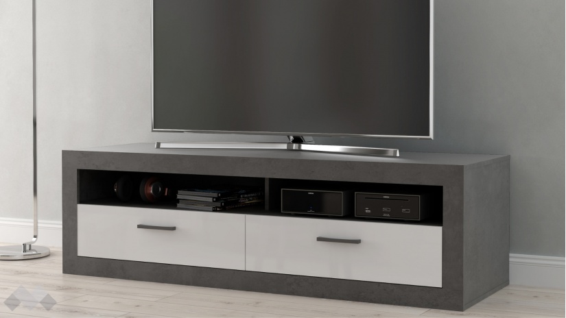 ТВ шкаф Требия сиво с бял гланц - изглед 1